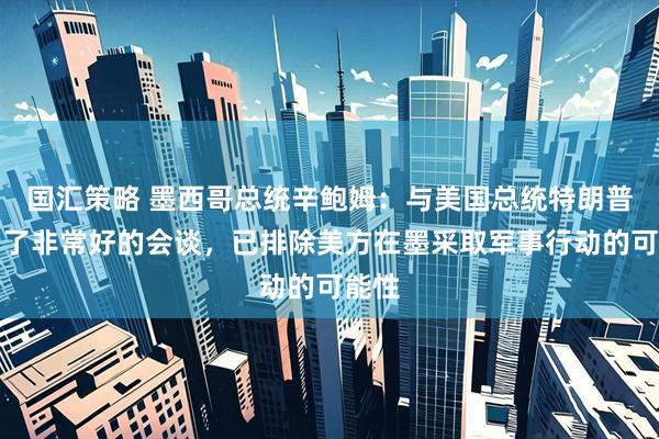 国汇策略 墨西哥总统辛鲍姆：与美国总统特朗普进行了非常好的会谈，已排除美方在墨采取军事行动的可能性
