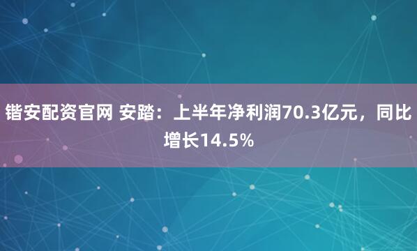 锴安配资官网 安踏：上半年净利润70.3亿元，同比增长14.5%